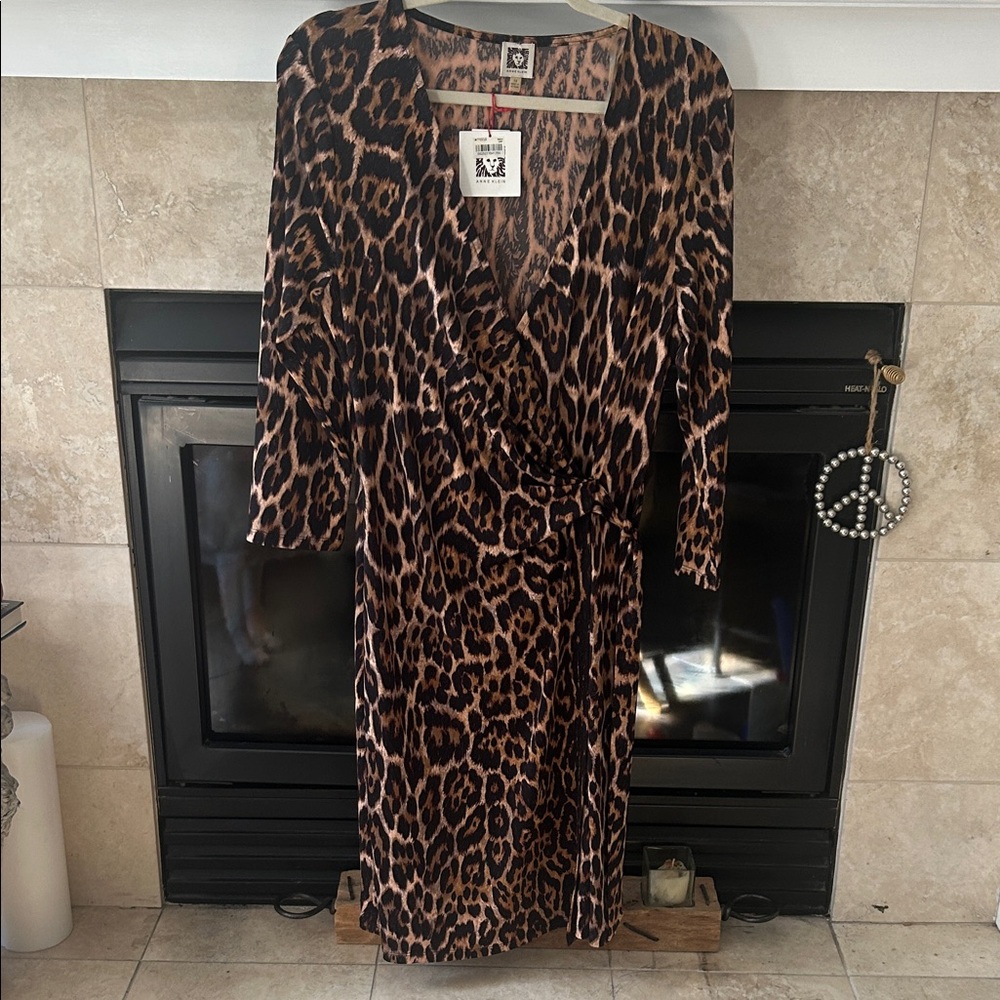 Anne Klein Animal Print Long Sleeve Dress